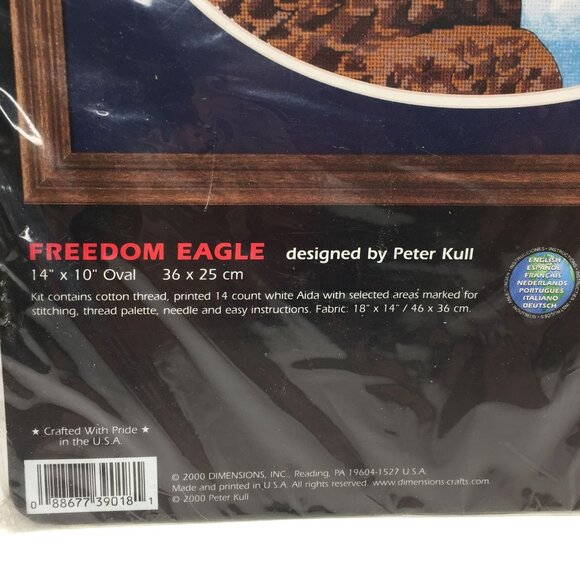 Vintage Dimensions No Count Cross Stitch Freedom Eagle USA Patriotic 14x10" Oval - Picture 4 of 6